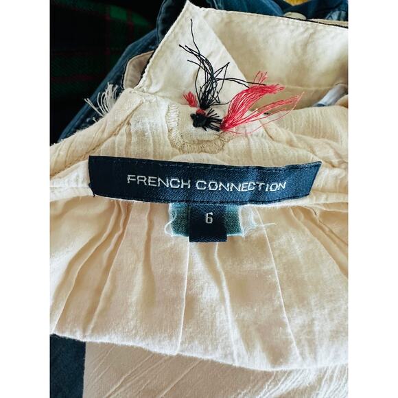 French Connection Bohemian Tank Size 6 Flowy Cream Ethnic Details Indie Vibes - Picture 8 of 9